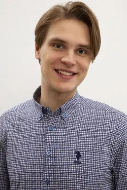 پیراهن آستین بلند طرح دار مردانه یو اس پولو