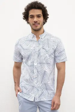 پیراهن آستین کوتاه طرح دار مردانه یو اس پولو