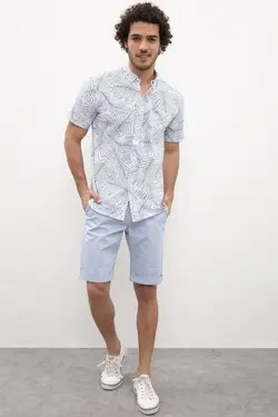 پیراهن آستین کوتاه طرح دار مردانه یو اس پولو