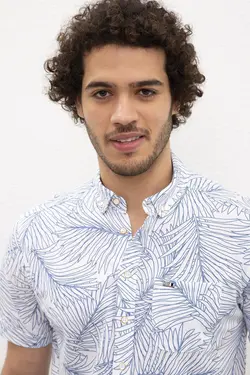 پیراهن آستین کوتاه طرح دار مردانه یو اس پولو