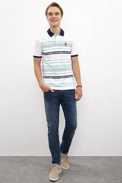 پولوشرت آستین کوتاه نخی مردانه یو اس پولو