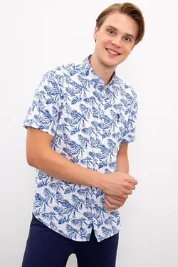 پیراهن آستین کوتاه طرح برگ مردانه یو اس پولو