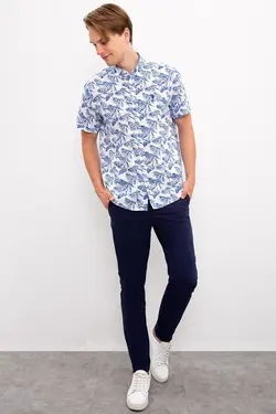 پیراهن آستین کوتاه طرح برگ مردانه یو اس پولو