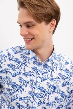 پیراهن آستین کوتاه طرح برگ مردانه یو اس پولو