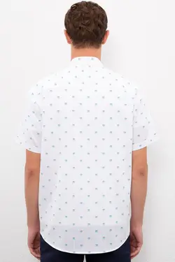 پیراهن آستین کوتاه نخی طرحدار مردانه یو اس پولو