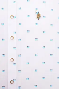 پیراهن آستین کوتاه نخی طرحدار مردانه یو اس پولو