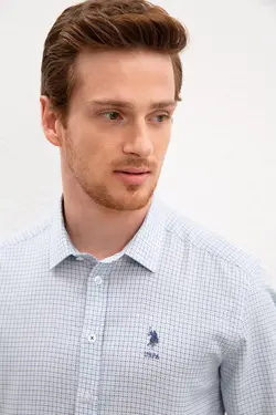 پیراهن آستین بلند جذب طرحدار مردانه یو اس پولو