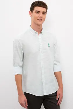 پیراهن آستین بلند جذب یقه برگردان مردانه یو اس پولو