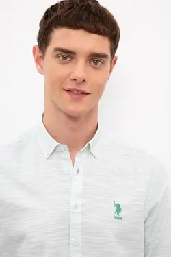 پیراهن آستین بلند جذب یقه برگردان مردانه یو اس پولو