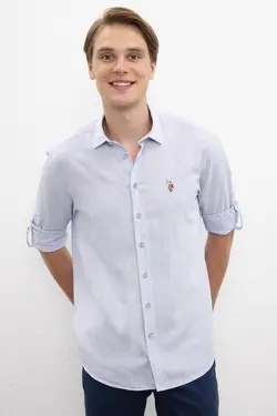 پیراهن آستین بلند ساده مردانه یو اس پولو