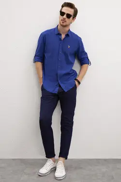 پیراهن آستین بلند یقه برگردان مردانه یو اس پولو