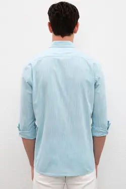 پیراهن آستین بلند نخی بدون جیب مردانه یو اس پولو