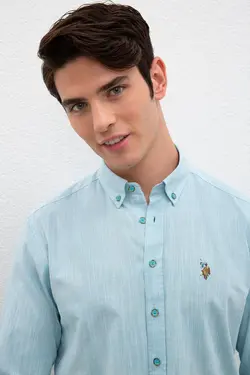 پیراهن آستین بلند نخی بدون جیب مردانه یو اس پولو