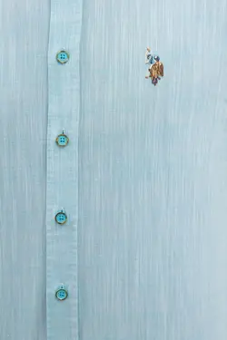 پیراهن آستین بلند نخی بدون جیب مردانه یو اس پولو