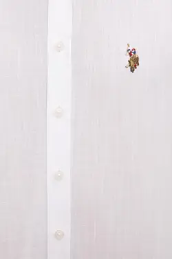 پیراهن آستین بلند یقه برگردان نخی مردانه یو اس پولو