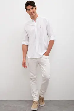 پیراهن آستین بلند راه راه مردانه یو اس پولو