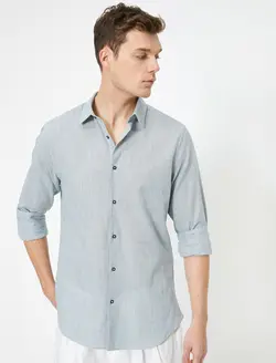 پیراهن آستین بلند طرح دار مردانه کوتون