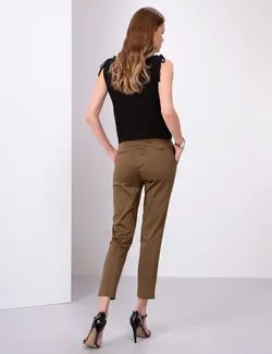 شلوار پارچه ای زنانه خاکی پیرکاردین