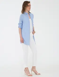 شومیز زنانه آبی روشن پیرکاردین