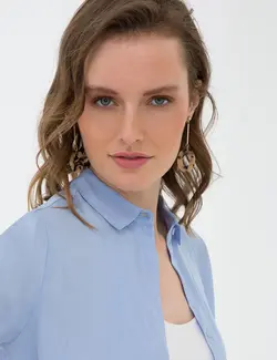 شومیز زنانه آبی روشن پیرکاردین