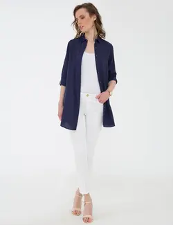 شومیز زنانه سرمه ای پیرکاردین