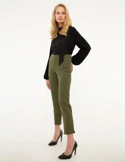 شلوار پارچه ای زنانه خاکی پیرکاردین