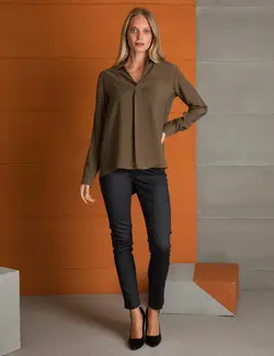 بلوز زنانه خاکی پیرکاردین