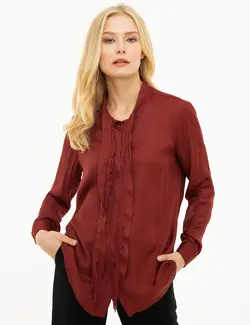 شومیز زنانه زرشکی پیرکاردین