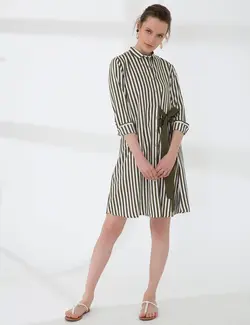 پیراهن زنانه خاکی پیرکاردین