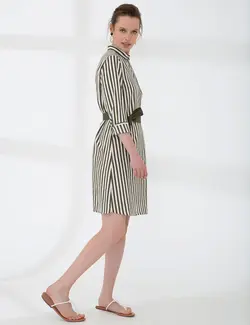 پیراهن زنانه خاکی پیرکاردین