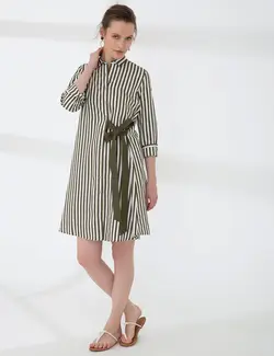 پیراهن زنانه خاکی پیرکاردین