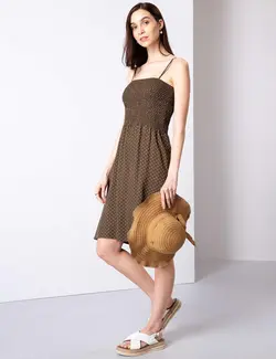 پیراهن زنانه خاکی پیرکاردین