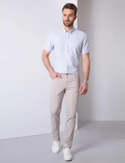 شلوار کتان جذب مردانه بژ پیرکاردین