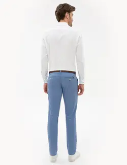 شلوار کتان جذب مردانه آبی پیرکاردین