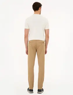 شلوار کتان جذب مردانه شتری پیرکاردین