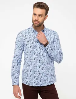 پیراهن آستین بلند مردانه آبی پیرکاردین