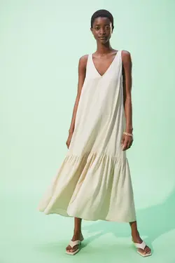 پیراهن میدی زنانه بژ روشن اچ اند ام