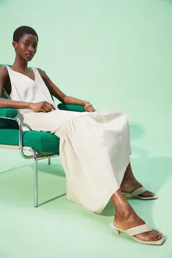 پیراهن میدی زنانه بژ روشن اچ اند ام