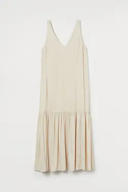 پیراهن میدی زنانه بژ روشن اچ اند ام