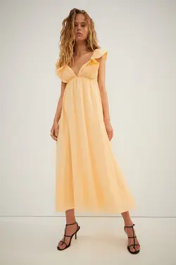 پیراهن میدی زنانه نارنجی اچ اند ام