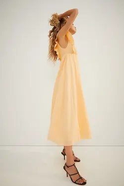 پیراهن میدی زنانه نارنجی اچ اند ام