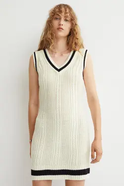 پیراهن کوتاه زنانه کرم اچ اند ام