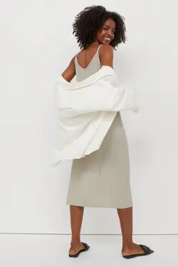 پیراهن میدی زنانه خاکستری روشن اچ اند ام