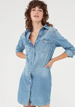 پیراهن جین زنانه آبی ماوی