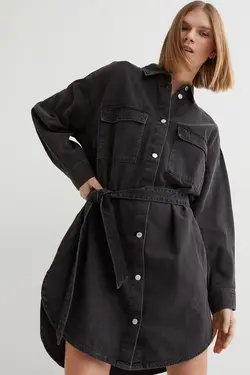 پیراهن آستین بلند زنانه سیاه اچ اند ام