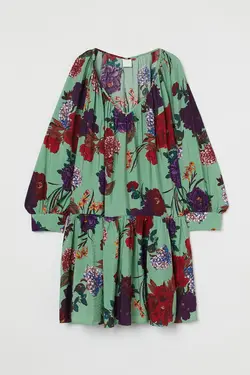 پیراهن آستین بلند زنانه سبز اچ اند ام