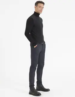 شلوار کتان جذب مردانه سرمه ای پیرکاردین