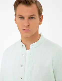 پیراهن آستین بلند مردانه سبز روشن پیرکاردین