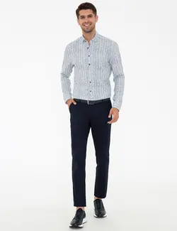 پیراهن آستین بلند مردانه سرمه ای پیرکاردین