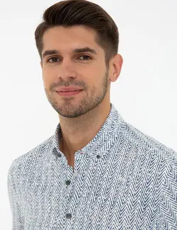 پیراهن آستین بلند مردانه سرمه ای پیرکاردین